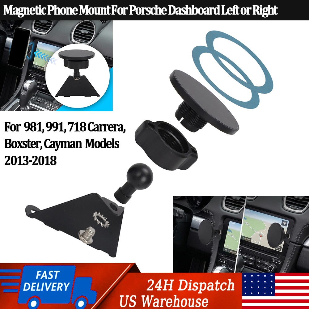 Magnetic Cell Phone Mount For Porsche 981 991 718 Carrera Boxster Cayman 2013‑18