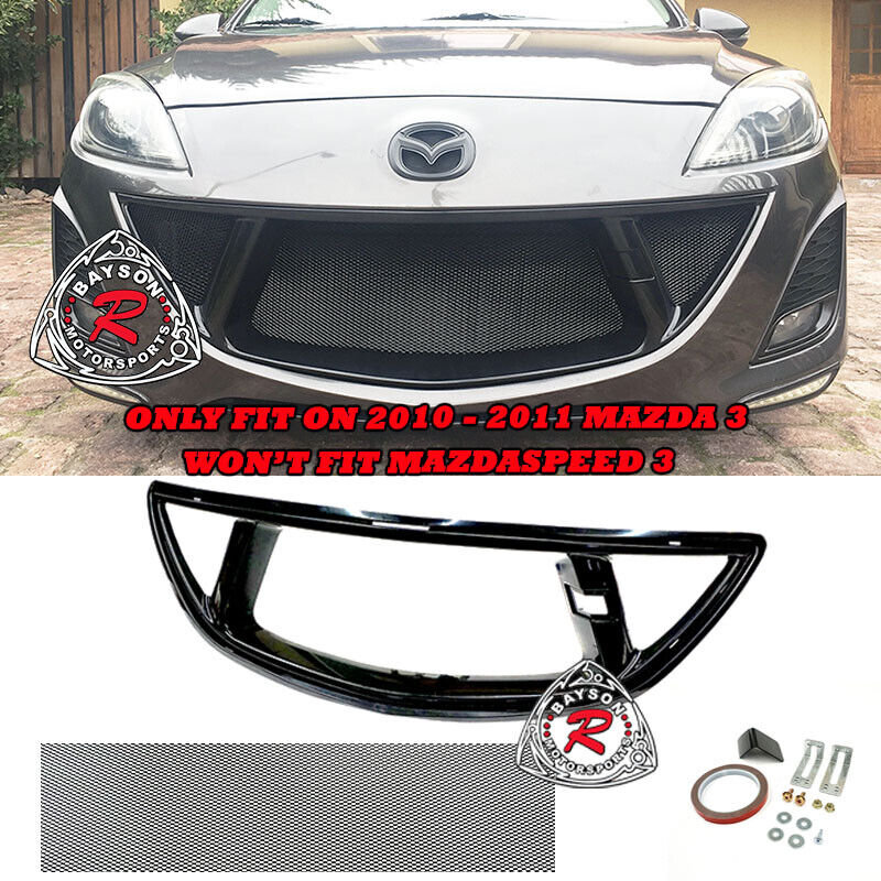 Fits 10-11 Mazda 3 4/5dr (Won\'t Fit MazdaSpeed3) GV-Style Front Mesh Grill (ABS)