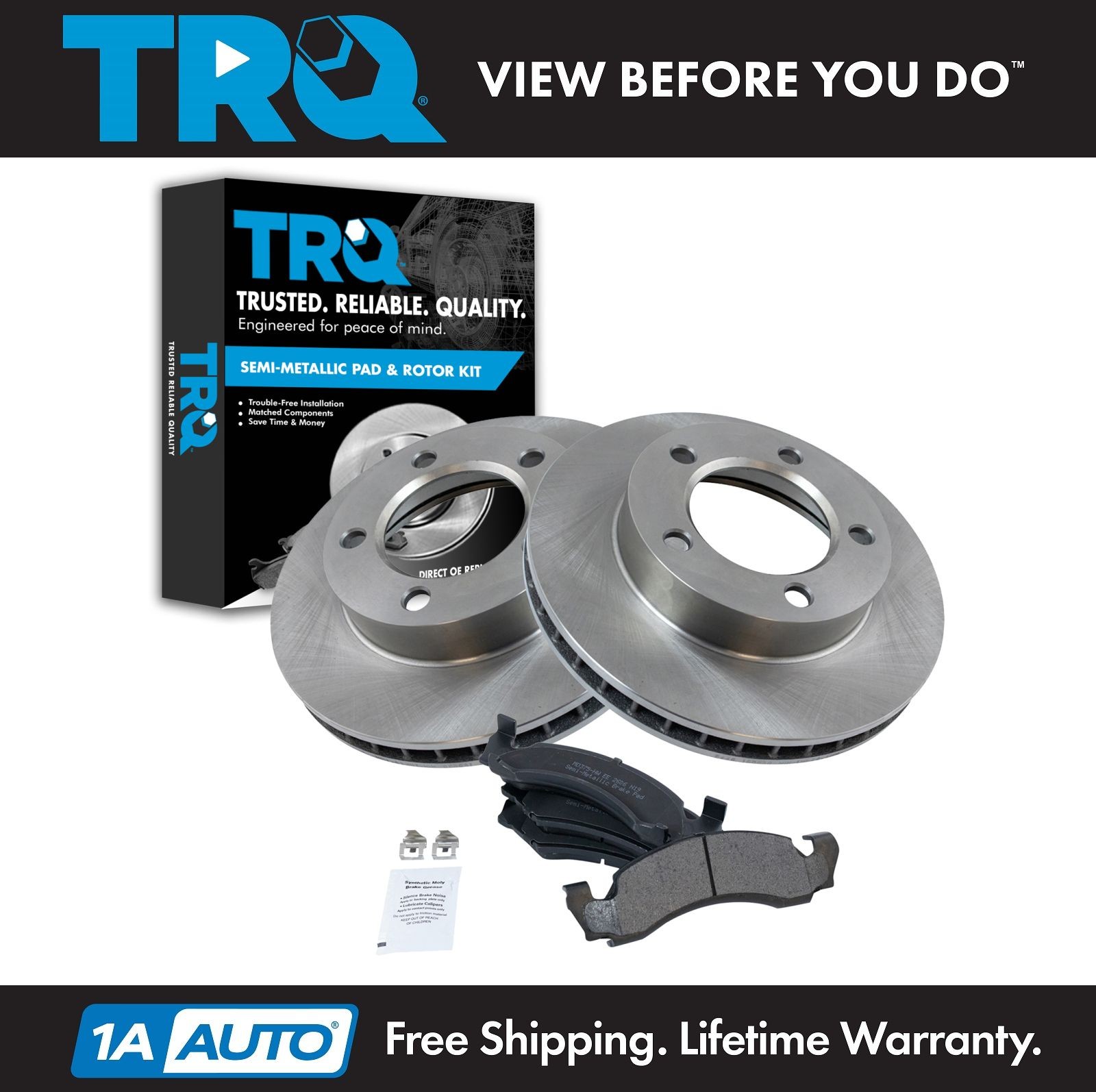 TRQ Front Metallic Disc Brake Pad & Rotor Kit for Ford Bronco F150 4WD 4X4