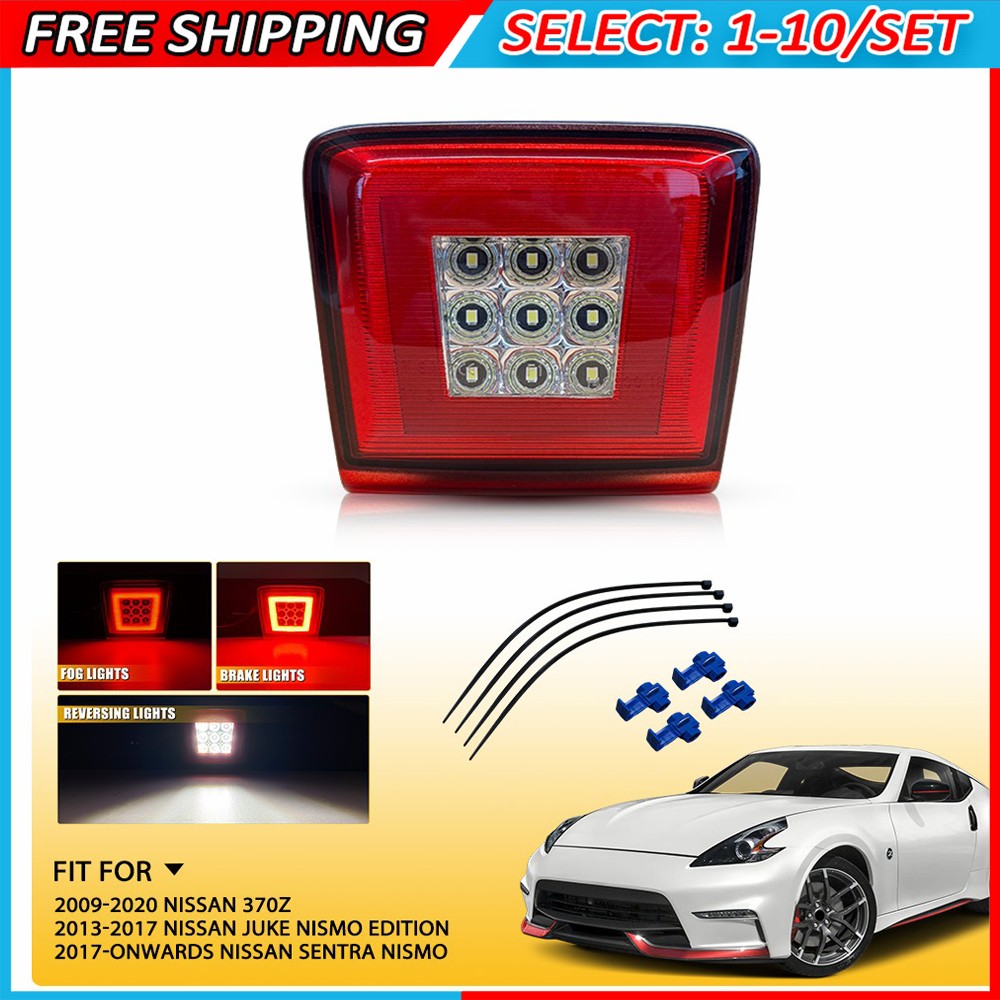 1-10X Red Lens LED Rear Fog Light Brake Reverse Lamp 12V Fit 2009-20 Nissan 370Z 1-10X Red Lens LED Rear Fog Light Brake Reverse Lamp 12V Fit 2009-20 Nissan 370Z