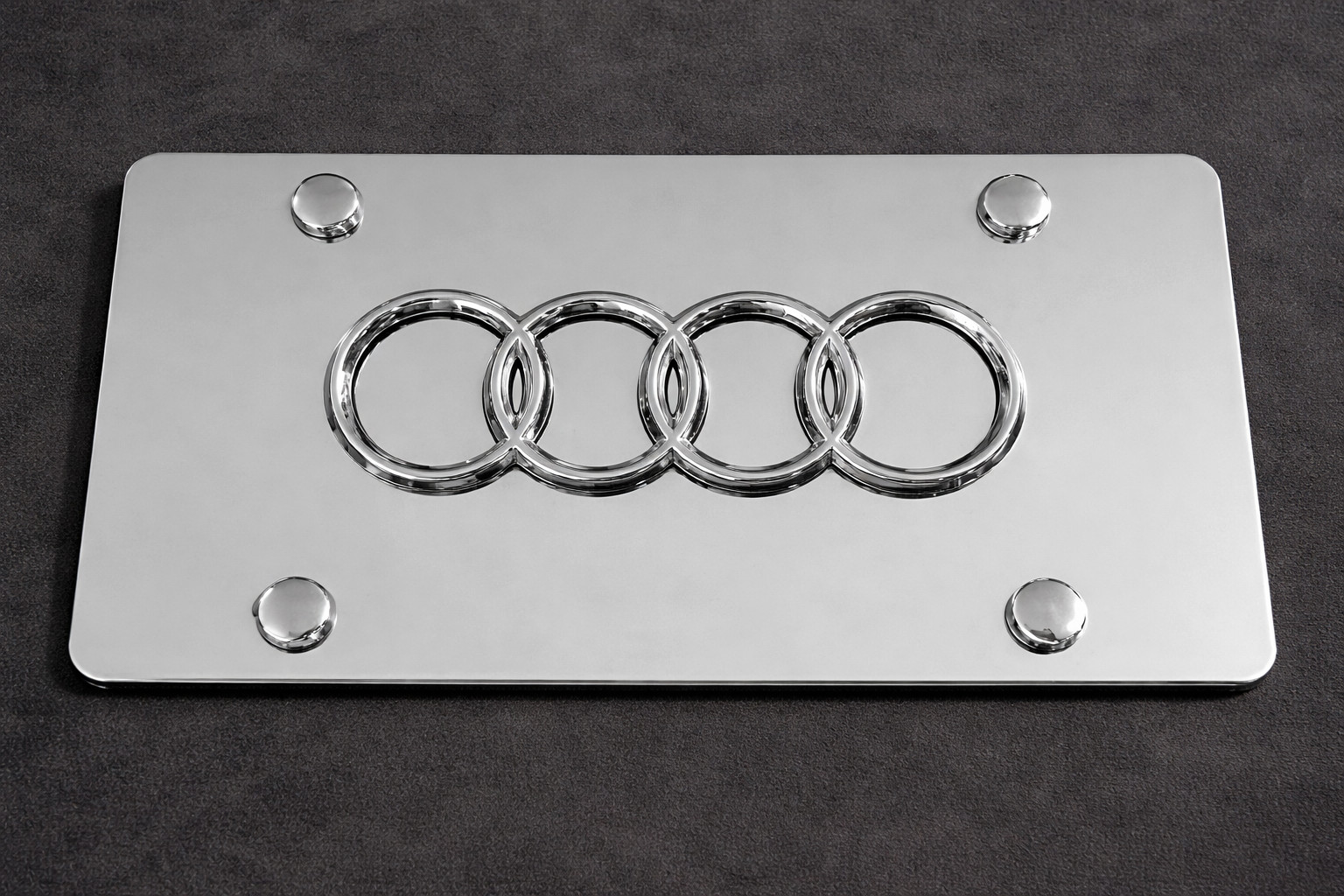 3D Quattro SLine Front Stainless Steel Finished License Plate Frame Holder 3D Quattro SLine Front Stainless Steel Finished License Plate Frame Holder