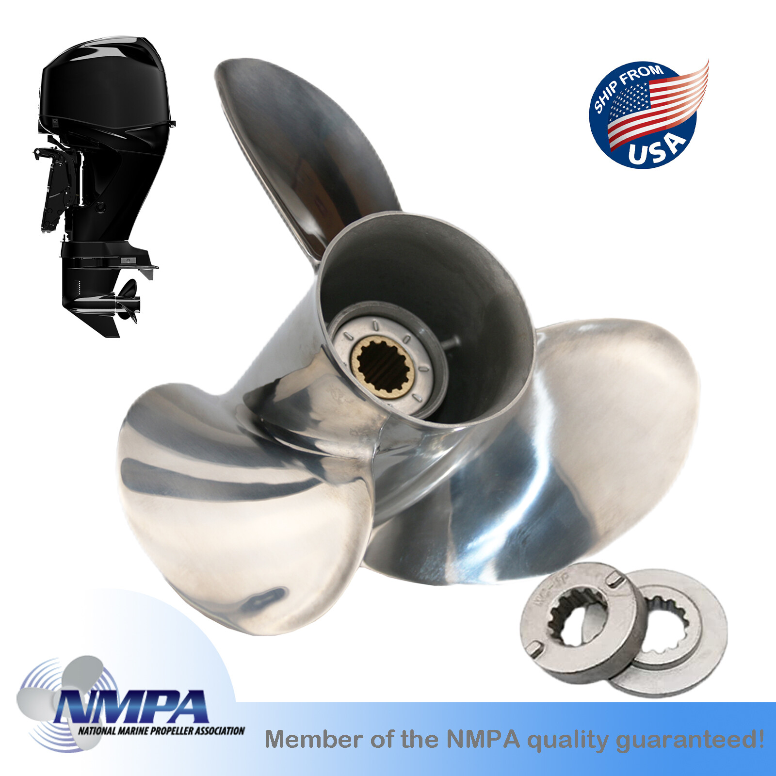 Stainless Propeller 10 3/8x14 For Mercury Mariner Force 30-60hp 13 Tooth 10.4x14 Stainless Propeller 10 3/8x14 For Mercury Mariner Force 30-60hp 13 Tooth 10.4x14