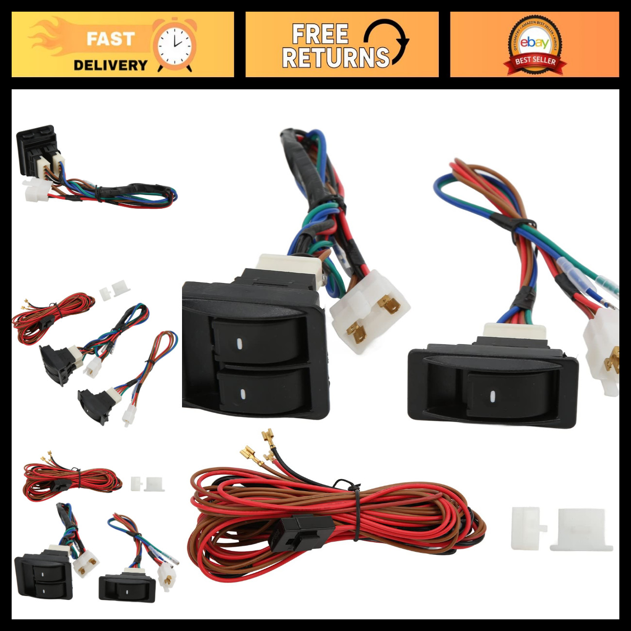 5pcs Universal Electric Window Switch Regulator Kit with Wiring Harness for 2-Do 5pcs Universal Electric Window Switch Regulator Kit with Wiring Harness for 2-Do