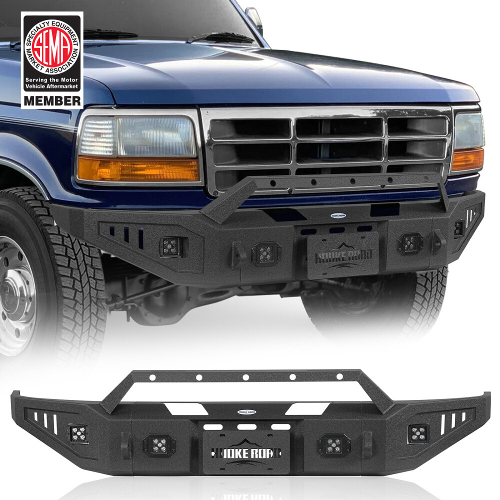 Fit 92-96 Ford Bronco F-150 F-250 F-350 Front Rear Bumpers w/Winch Plate Steel
