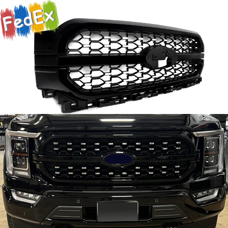 For Ford F-150 F150 Platinum 2021 2022 2023 Front Upper Bumper Grill Gloss Black For Ford F-150 F150 Platinum 2021 2022 2023 Front Upper Bumper Grill Gloss Black
