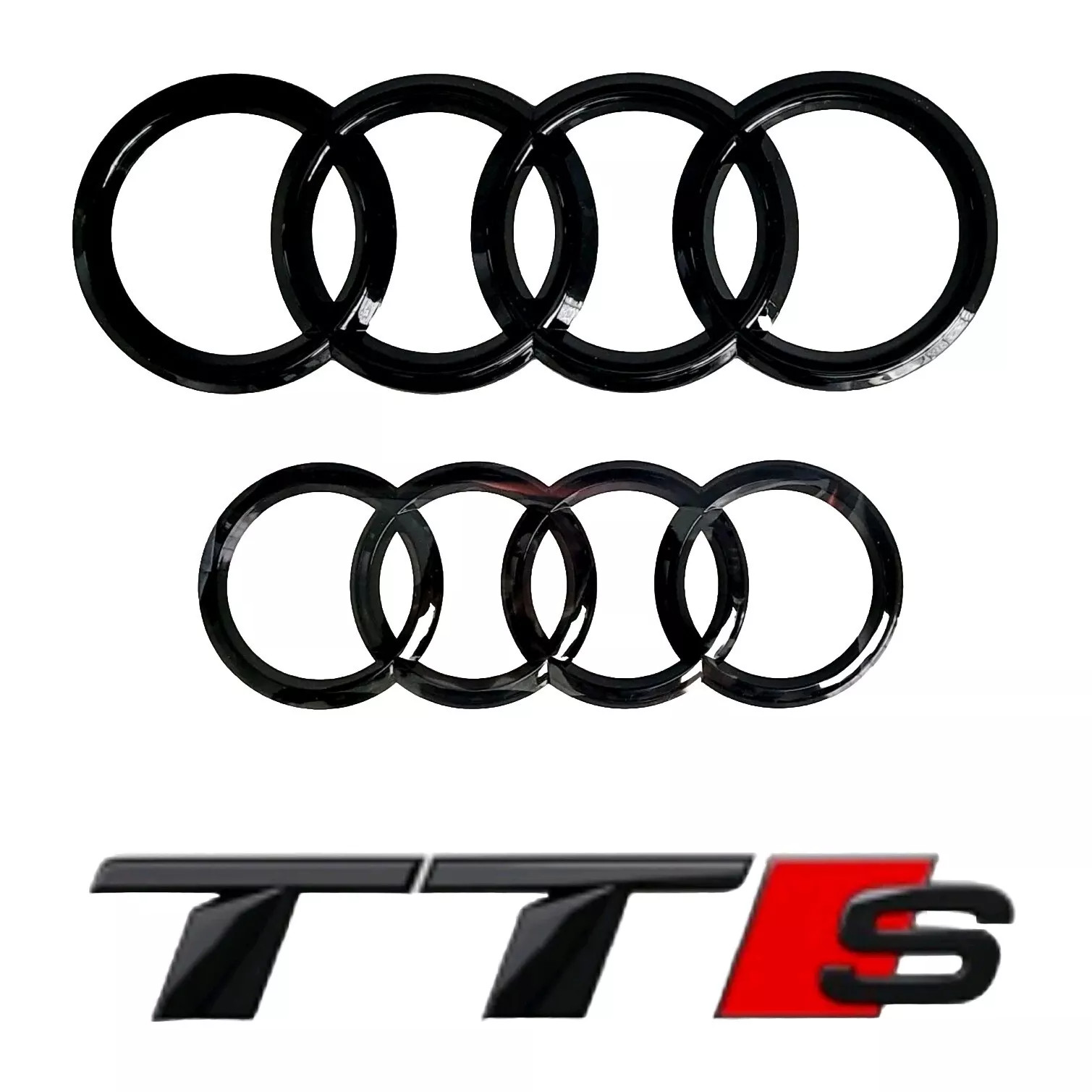 New For Audi TTS Mk2/ 8J Gloss Black Badge Set Front & Rear Compatible