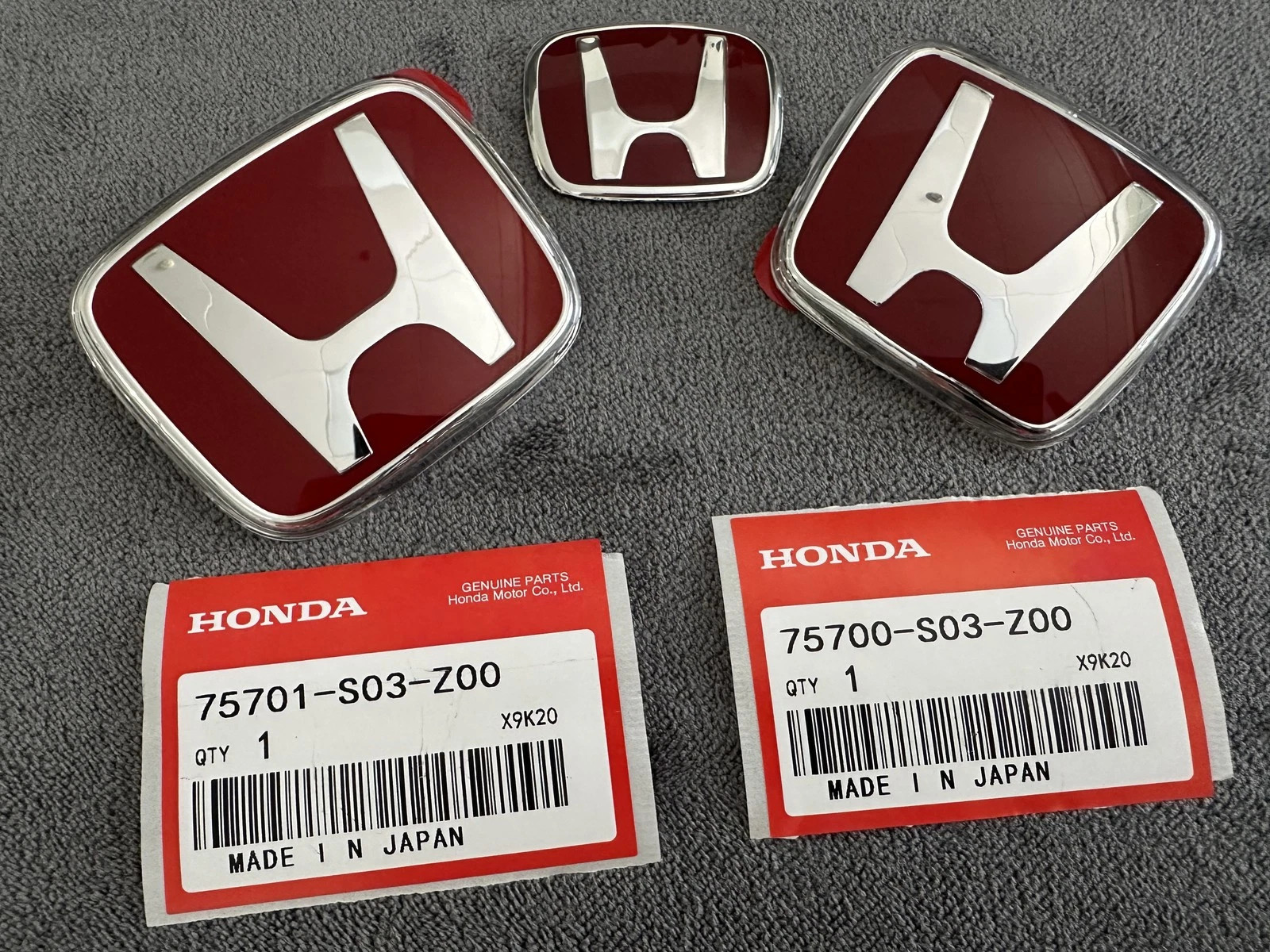 Red Front&Steering&Rear Emblem Fits Honda Civic Sedan Coupe SI EX SE 2006~2015💖