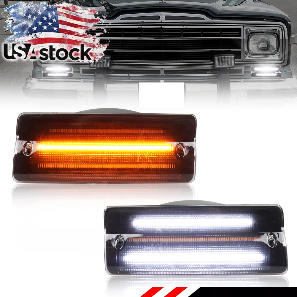Smoked LED Front Parking Signal Lights For 76-83 Jeep Cherokee Wagoneer J10 J20