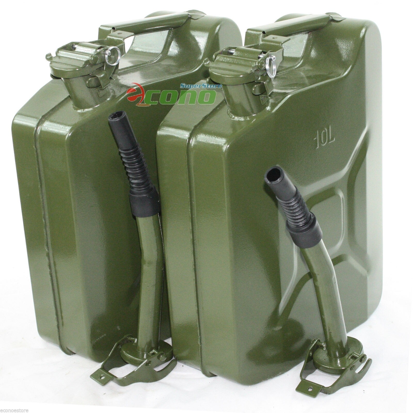 Lot 2 10L 2.5 Gallon Jerry Can Gas Steel Tank Green Military NATO Style