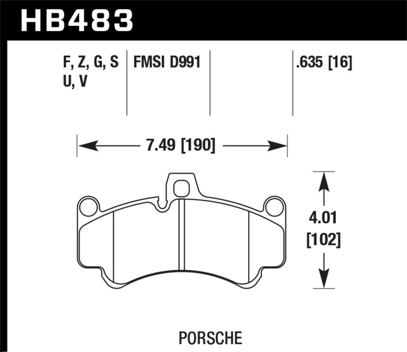 Hawk 08 Porsche 911 Targa 4/4S/03-05 911 GT2/04-08 GT3/07-08 Turbo PC Street Fr