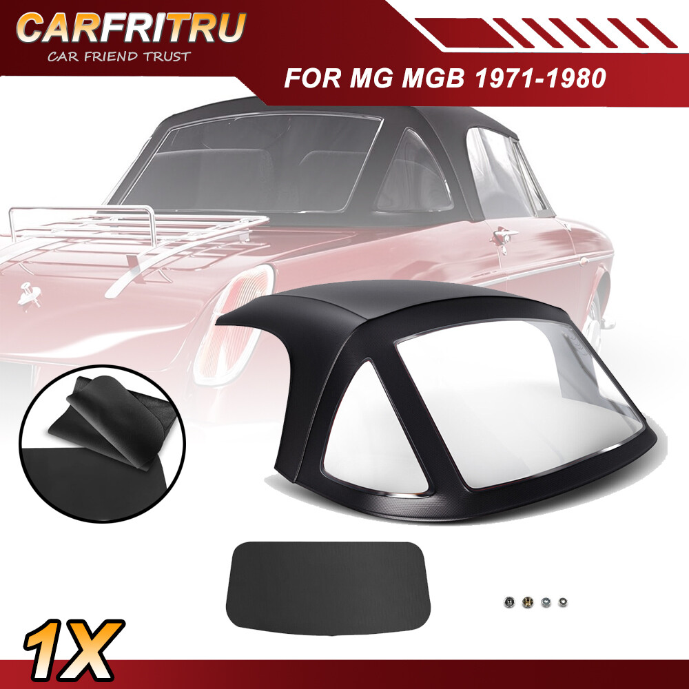 New Convertible Soft Top for MG MGB 1971 1972-1980 Black w/ 3Pcs Plastic Windows
