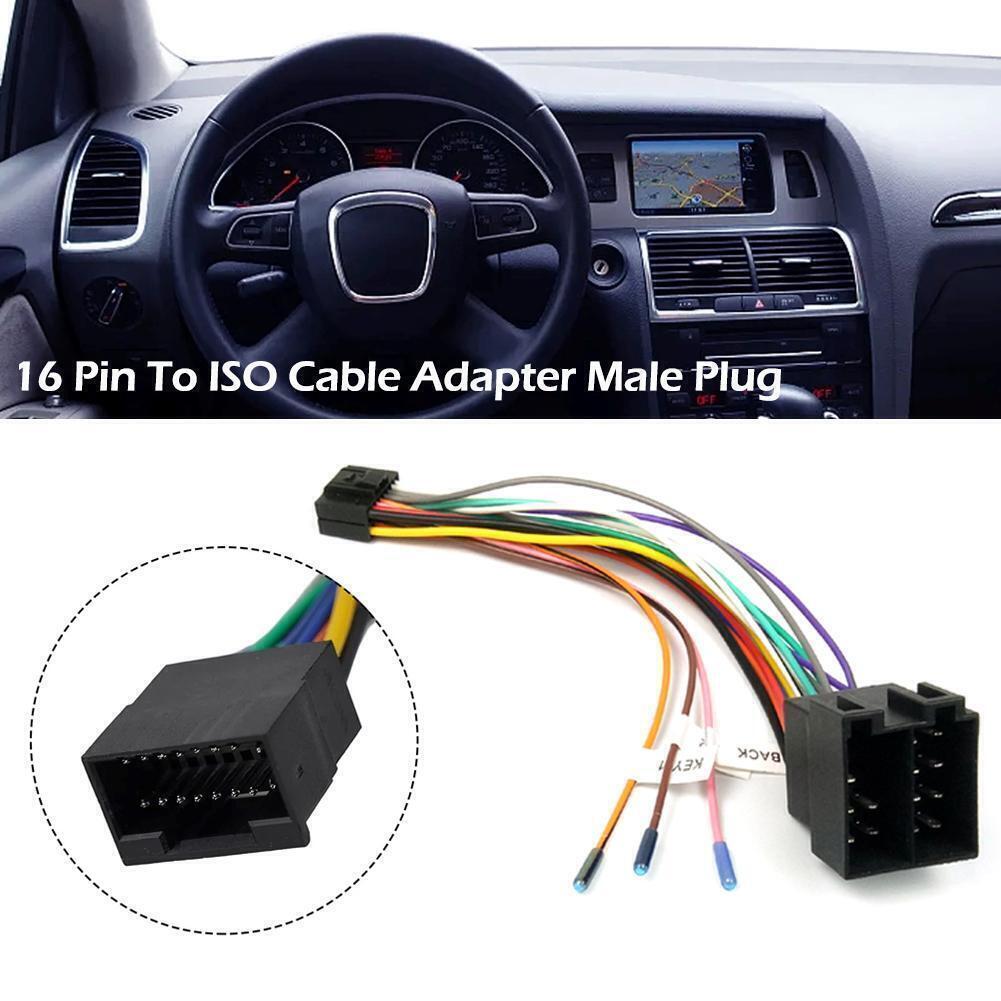 16 Pin To ISO Cable Adapter Male Plug To Female Connector Wiring For Auto Car
