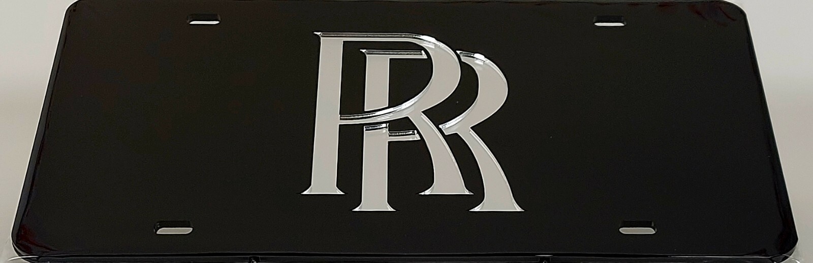 ROLLS ROYCE Mirror License Plate Auto Tag Laser Cut Inlaid Acrylic Chrome Silver