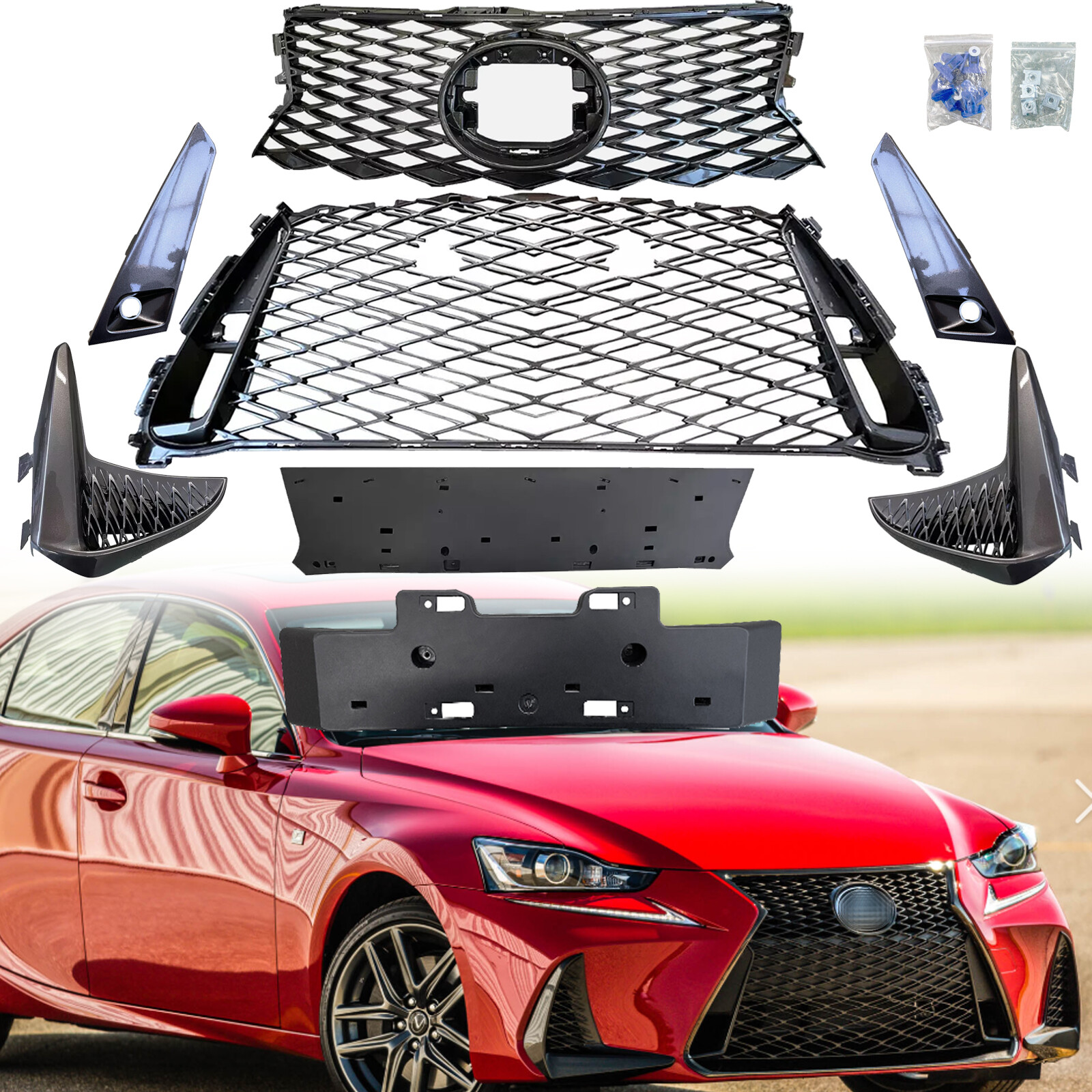 For 2017-22 Lexus IS250 IS300 IS350 F Sport Front Grille Assembly Grey W/O Trim For 2017-22 Lexus IS250 IS300 IS350 F Sport Front Grille Assembly Grey W/O Trim