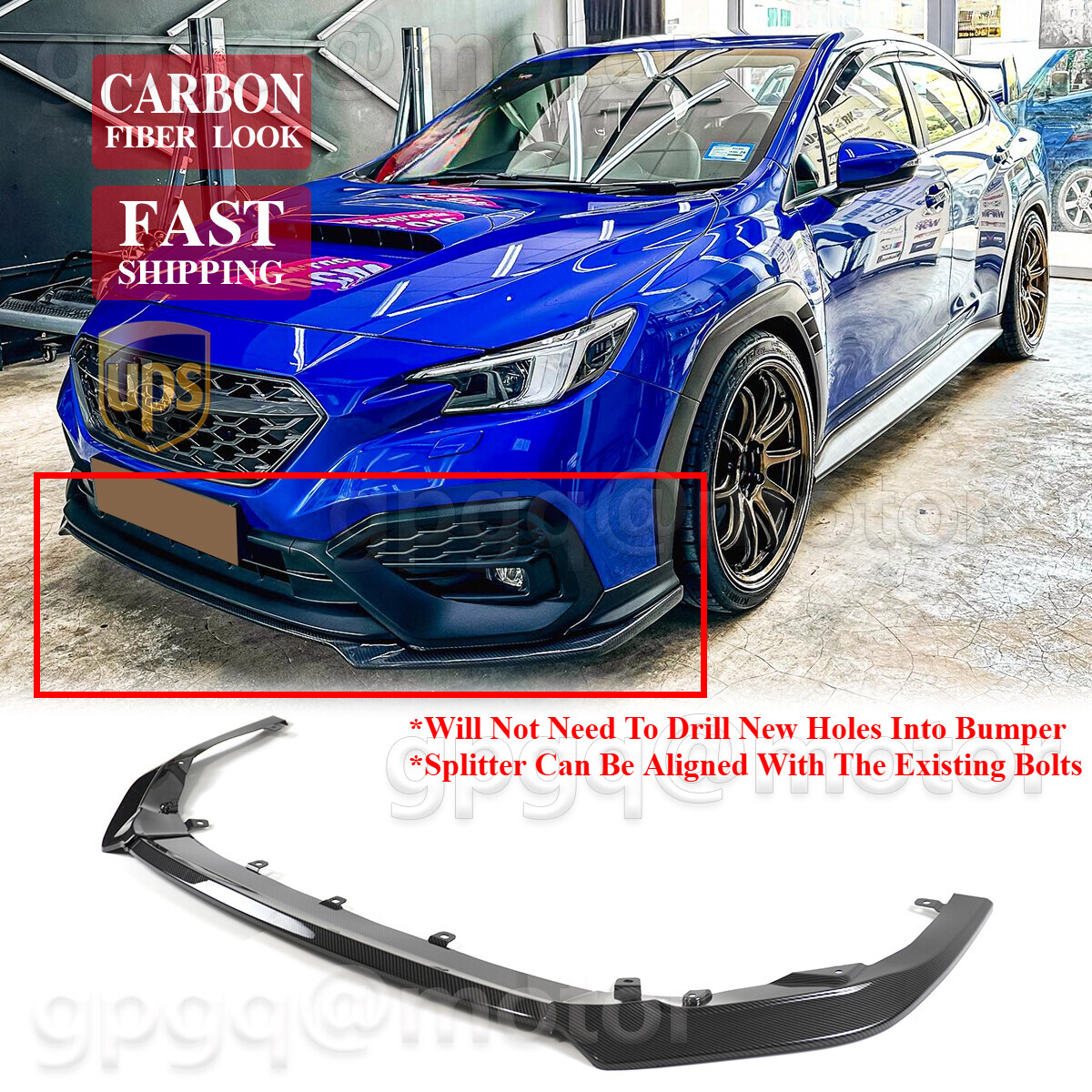 For Subaru VB WRX 2022-2026 V2 S Style Carbon Fiber Front Bumper Lip Spoiler Kit