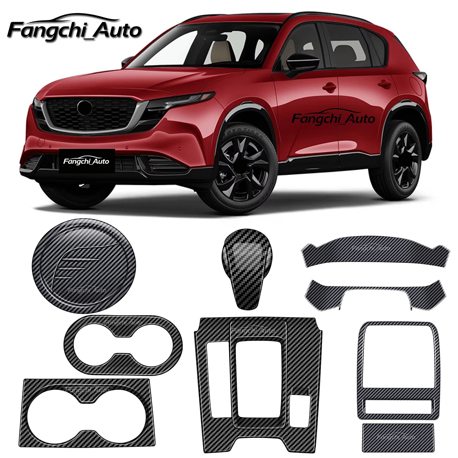 7PCS Carbon Fiber Style Interior Trim Kit For Mazda CX-5 2026 LHD Only
