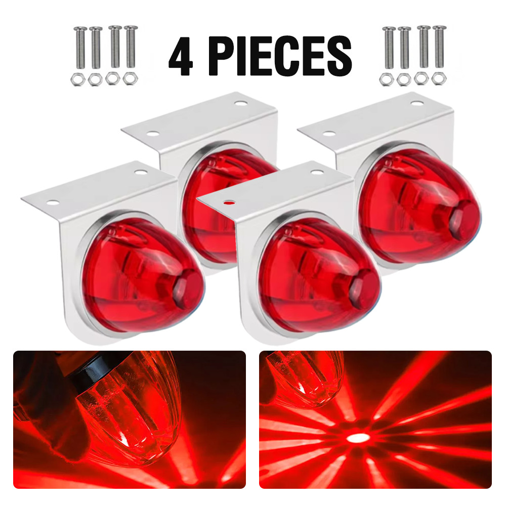 4x Big LED Watermelon Marker Lights with Brackets Indicator Lamp for Semi Truck