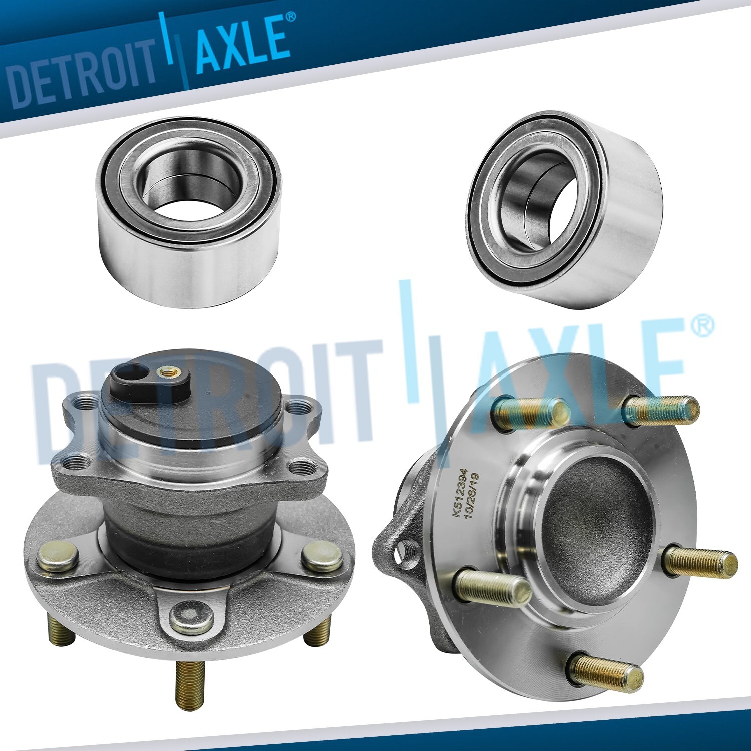 FWD 4pc Front Bearing and Rear Hub Assembly for 2008 2009-2015 Mitsubishi Lancer