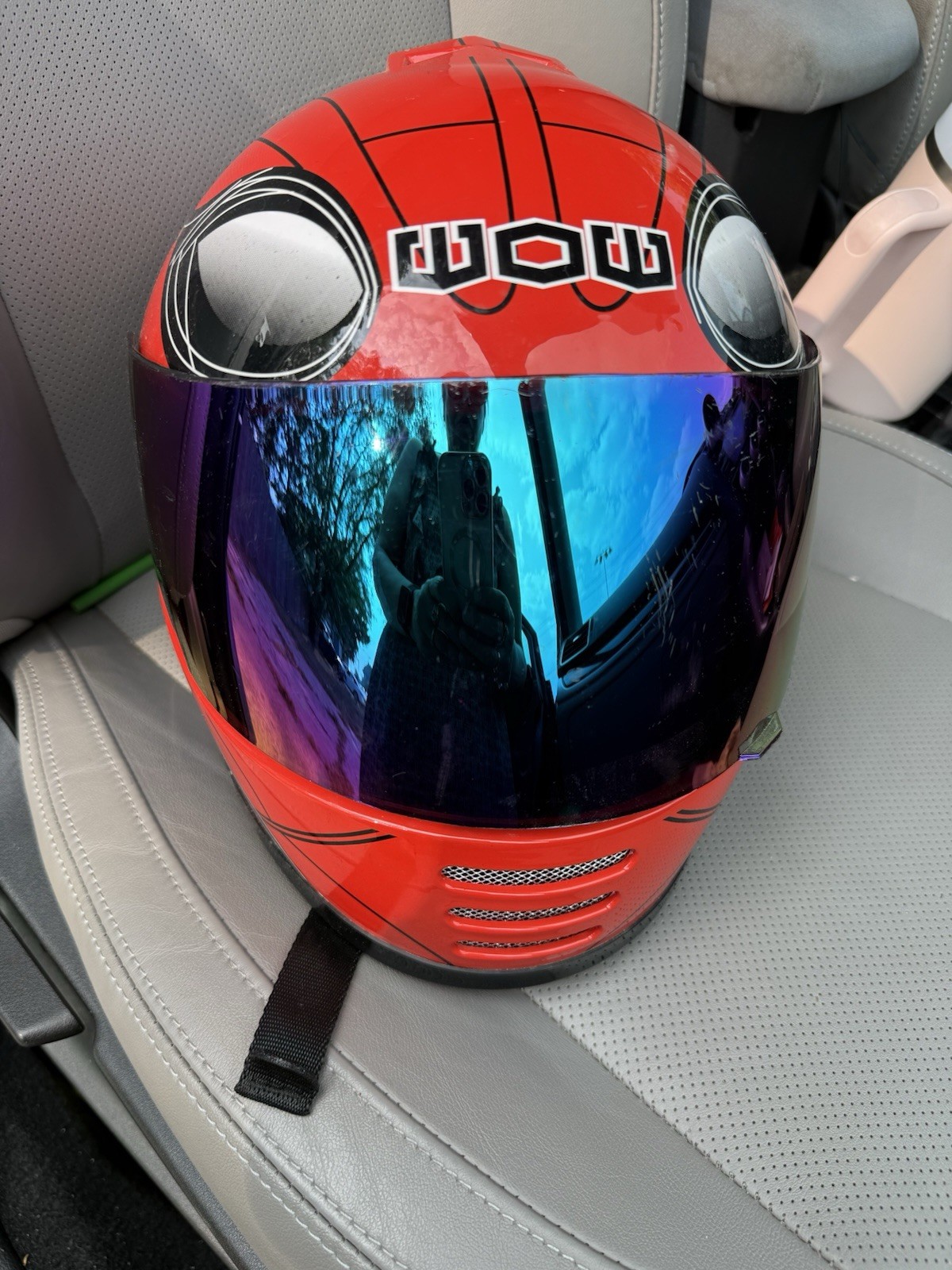 W.O.W (1Storm) Youth Full Face Motorcycle Helmet, model HKY-B15. Spider-themed W.O.W (1Storm) Youth Full Face Motorcycle Helmet, model HKY-B15. Spider-themed
