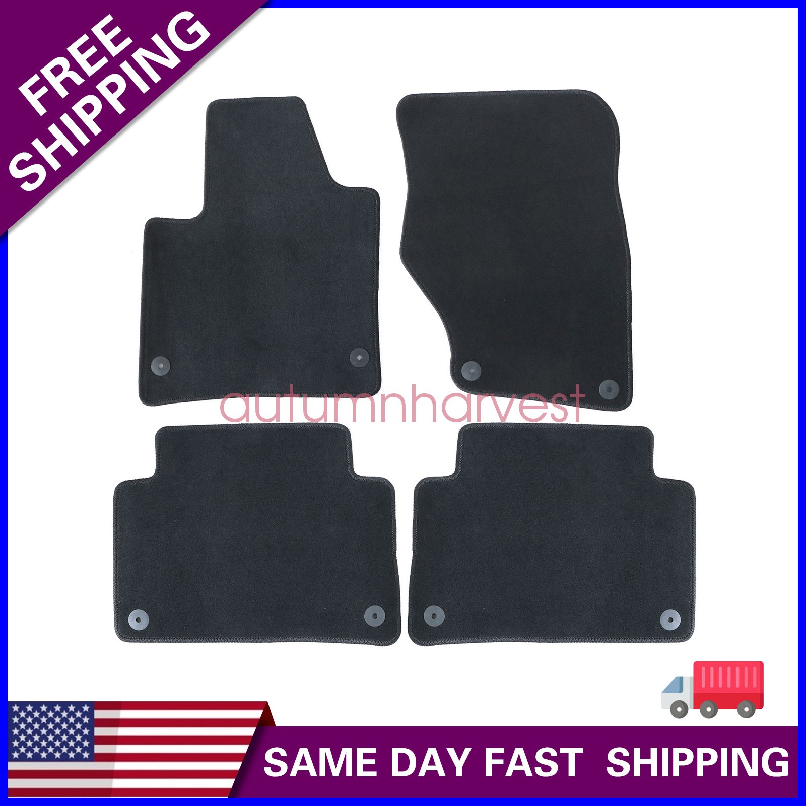 New For 2007-2015 Audi Q7 Front & Rear Velour Floor Mats Carpet Black 4PCS