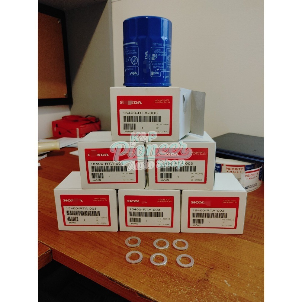 GENUINE 6PC Honda Genuine OEM Oil Filters w/Washers Gaskets 15400-RTA-003 US