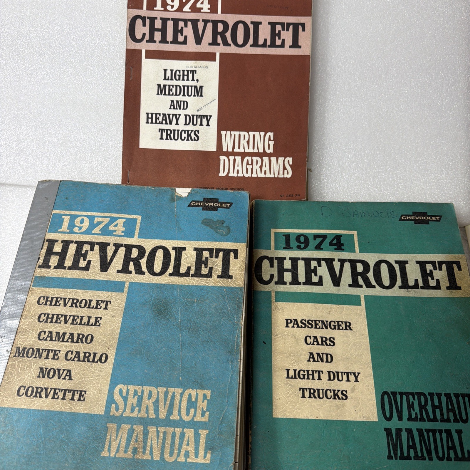1974 Chevrolet GM Factory Service Overhaul Wiring Manuals Lot ST329 ST333 ST352