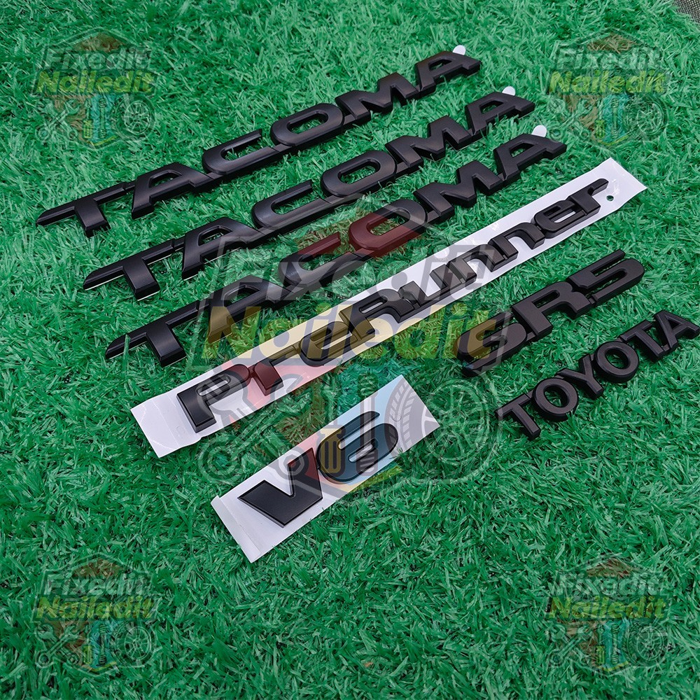 7Pcs Door Tailgate Badge For 2005-15 Tacoma Rear Emblem Replacement Black/Silver