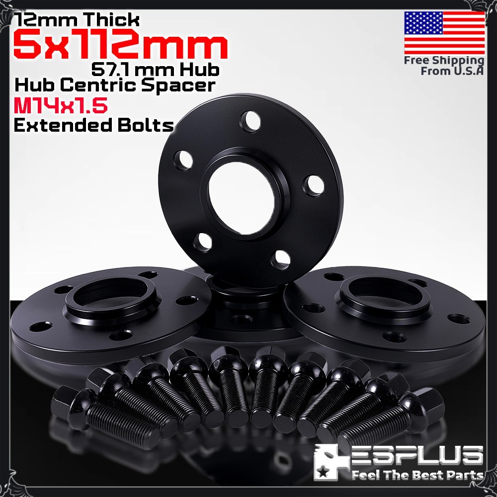4 Pc 12mm Audi 5x112 PCD 57.1 mm CB Hub Centric Spacer Fit A3-8/E-Tron/Q2-Q8/RS