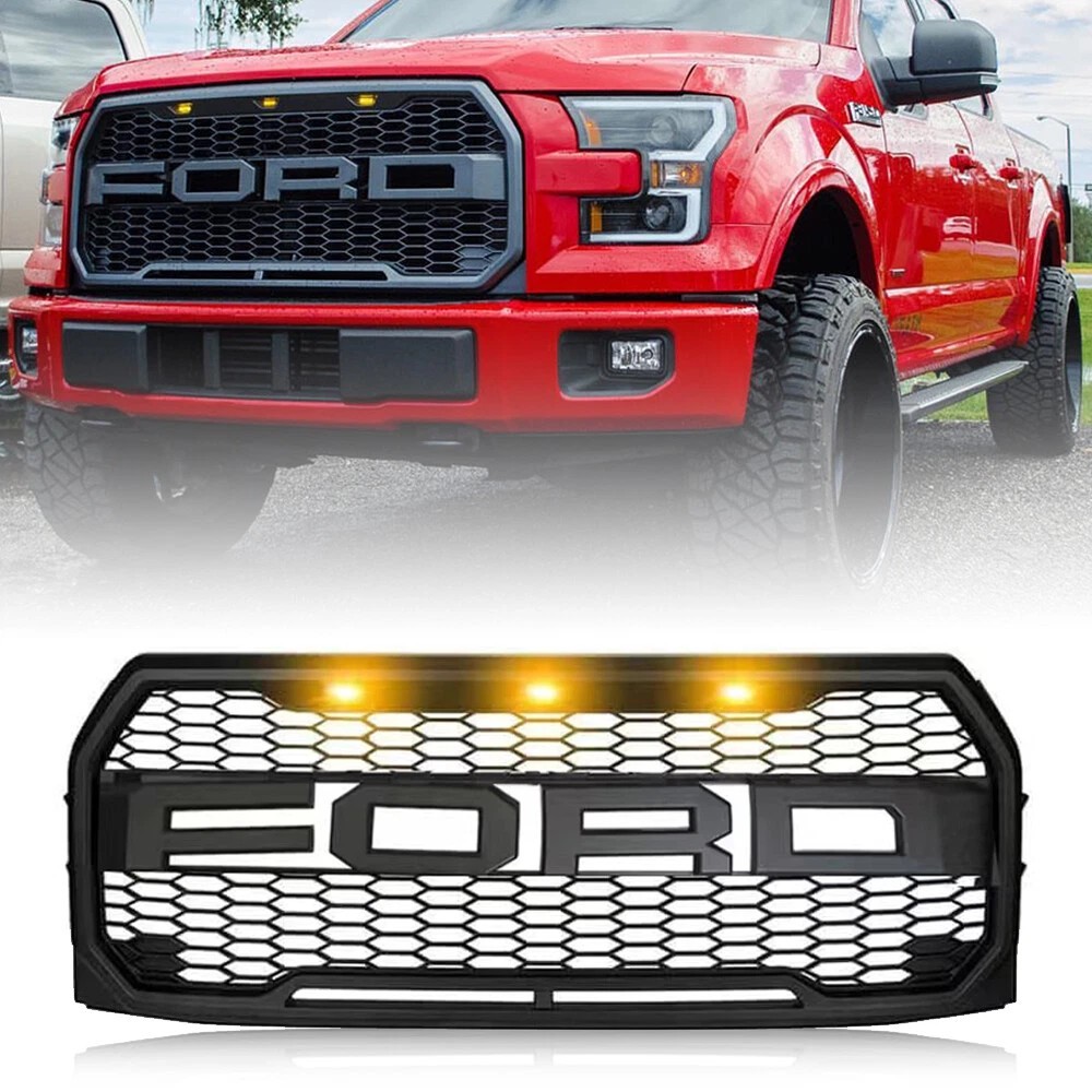 For 2015 2016 2017 Ford F150 F-150 Grill Raptor Style Front Grille Bumper Black For 2015 2016 2017 Ford F150 F-150 Grill Raptor Style Front Grille Bumper Black