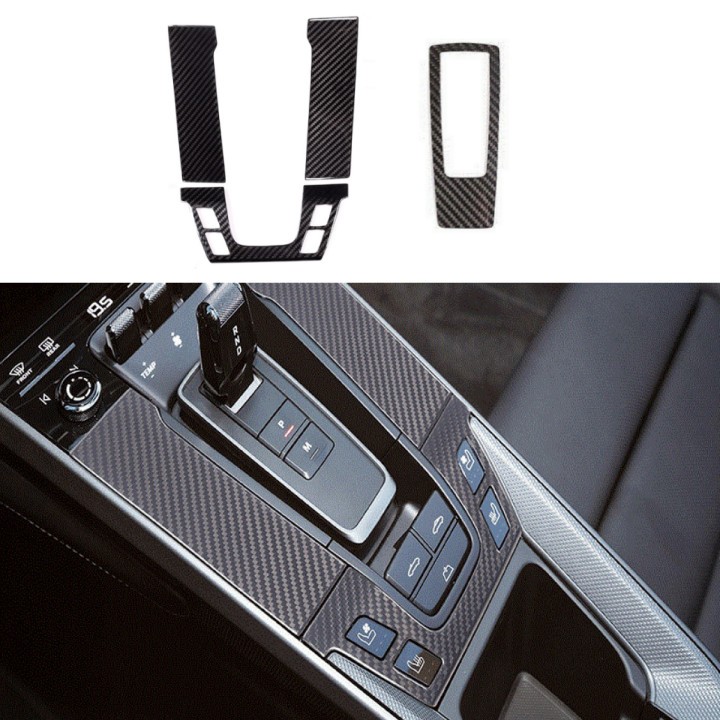 4x Carbon Fiber Interior Center Gear Panel Cover Fit for Porsche 911 992 2019-23