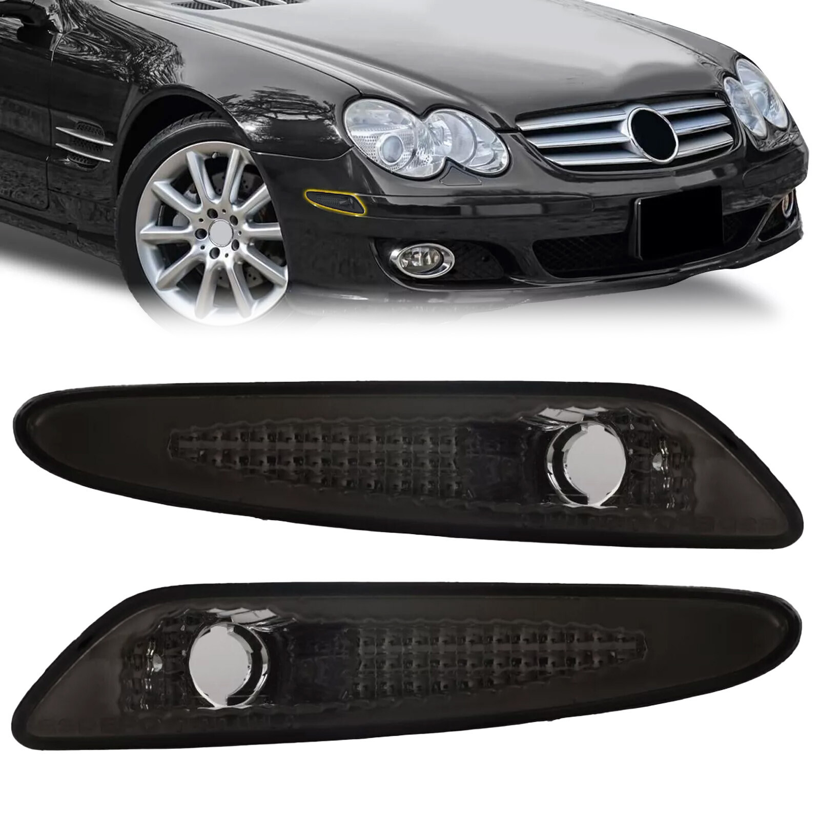 Smoke Bumper Side Marker Lights For Mercedes Benz R230 SL Class AMG 2003-2006