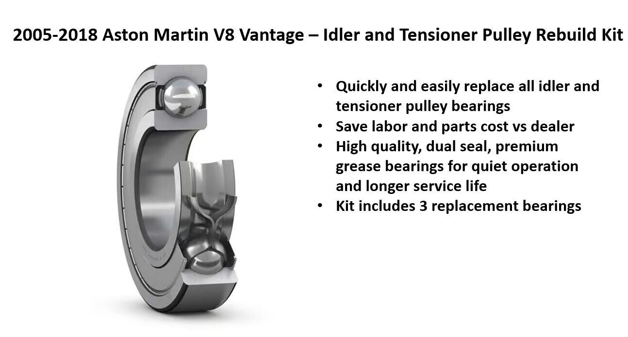 2005-2018 Aston Martin V8 Vantage - Idler & Tensioner Pulley Bearing Rebuild Kit