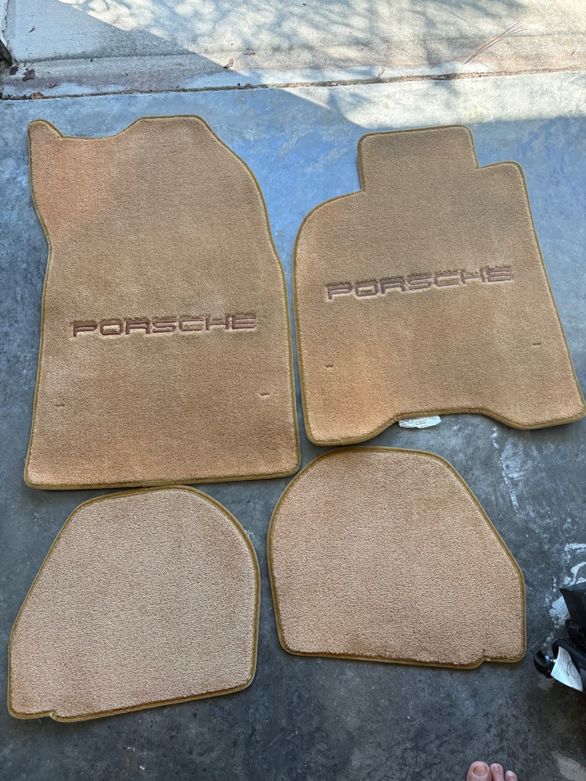 Set of Porsche 911 (993) Front Rear Tan Floor Mats With Logo 1995-1998 Made USA