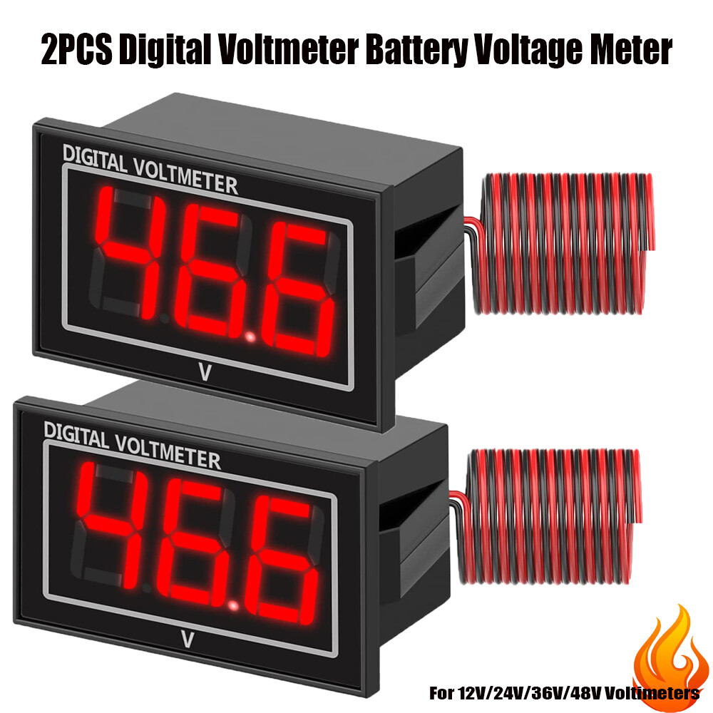 2pcs 5-130v Led Digital Voltmeter Voltage Meter Battery Gauge Car Motorcycle