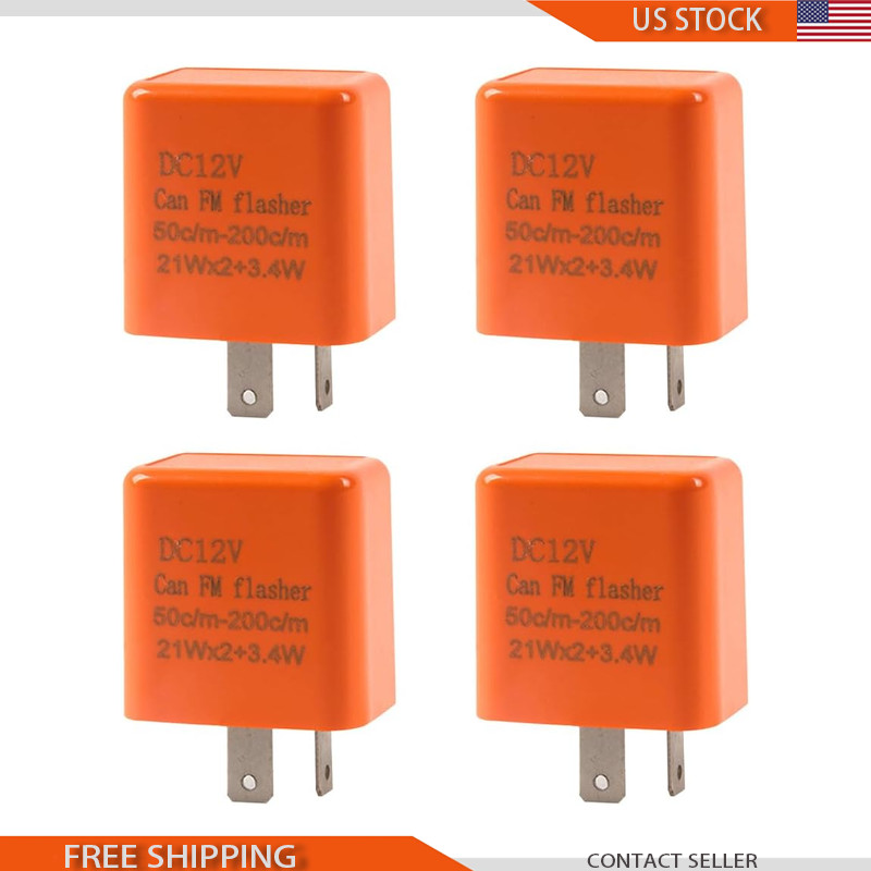 2 Pin LED Electronic Flasher Relay, 4 Pack, 12V, Speed Adjustable, Orange 2 Pin LED Electronic Flasher Relay, 4 Pack, 12V, Speed Adjustable, Orange