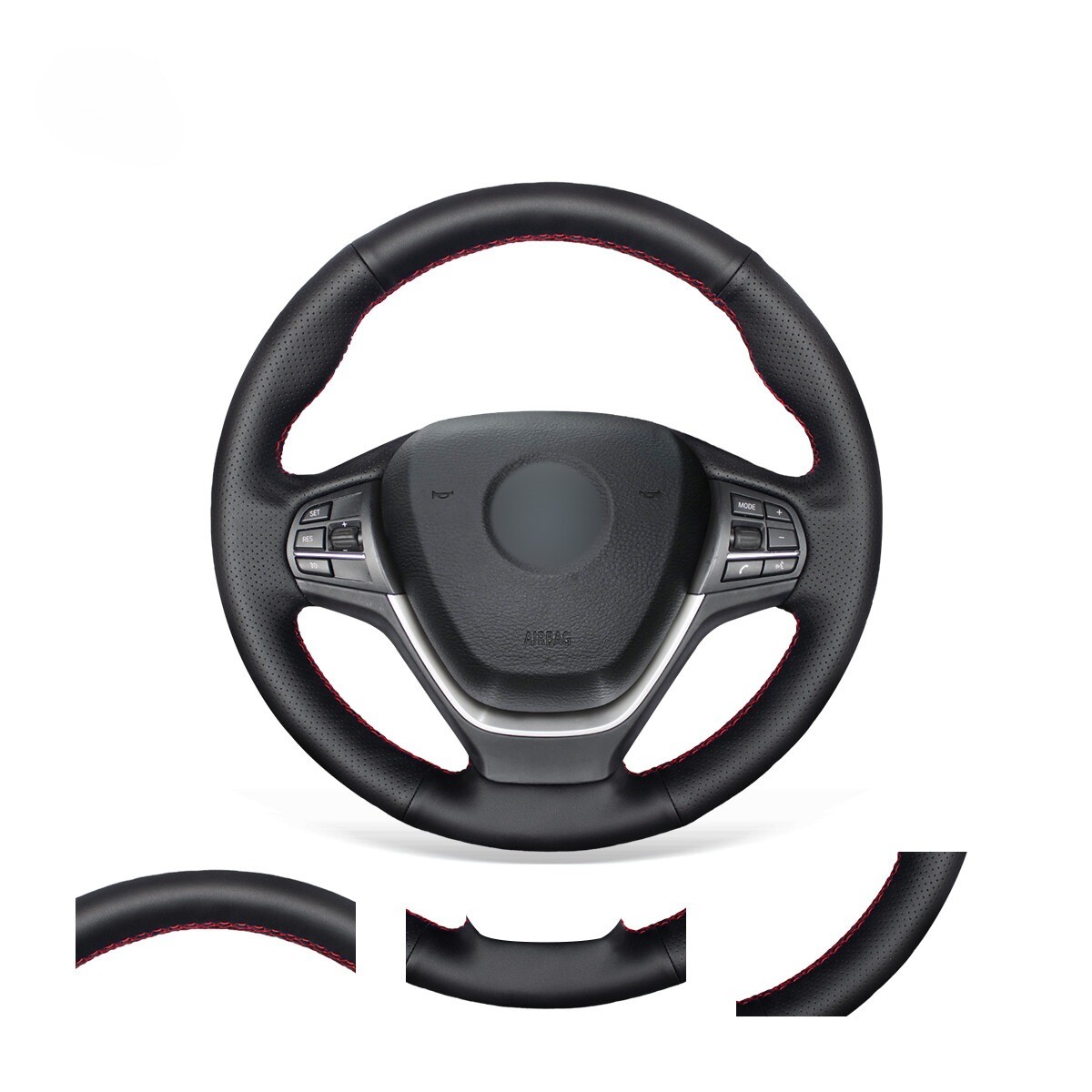 MEWANT DIY Black PU Leather Steering Wheel Cover for BMW X3 F25 2011-2017 X4 F26