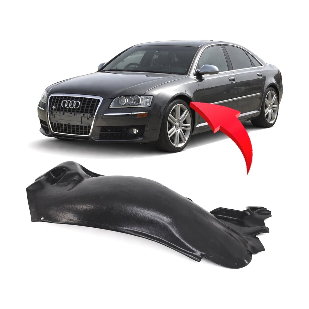 Fender Liner Front Driver Side for Audi A8 Quattro 2004-2010 AU1248118