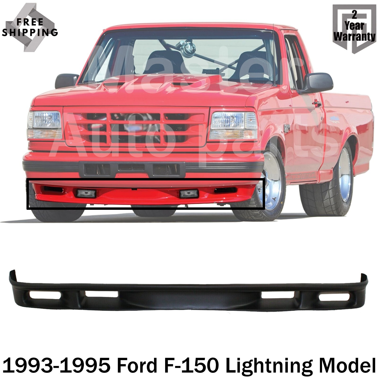 Front Bumper Lower Valance Primed Plastic For 1993-95 Ford F-150 Lightning Model Front Bumper Lower Valance Primed Plastic For 1993-95 Ford F-150 Lightning Model