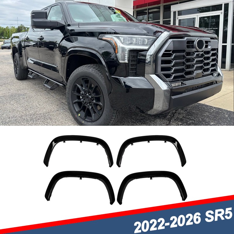 For 2022-26 Toyota Tundra Gloss Black Fender Flares Kit Wheel Arch Molding Trim