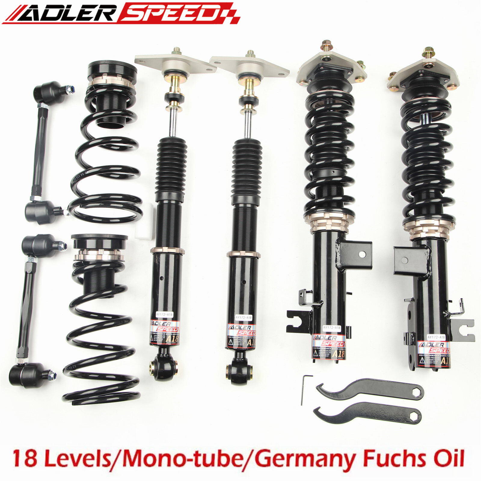ADLERSPEED 18 Ways Adjust Height Coilovers Lowering Suspension For MAZDA 3 14-18