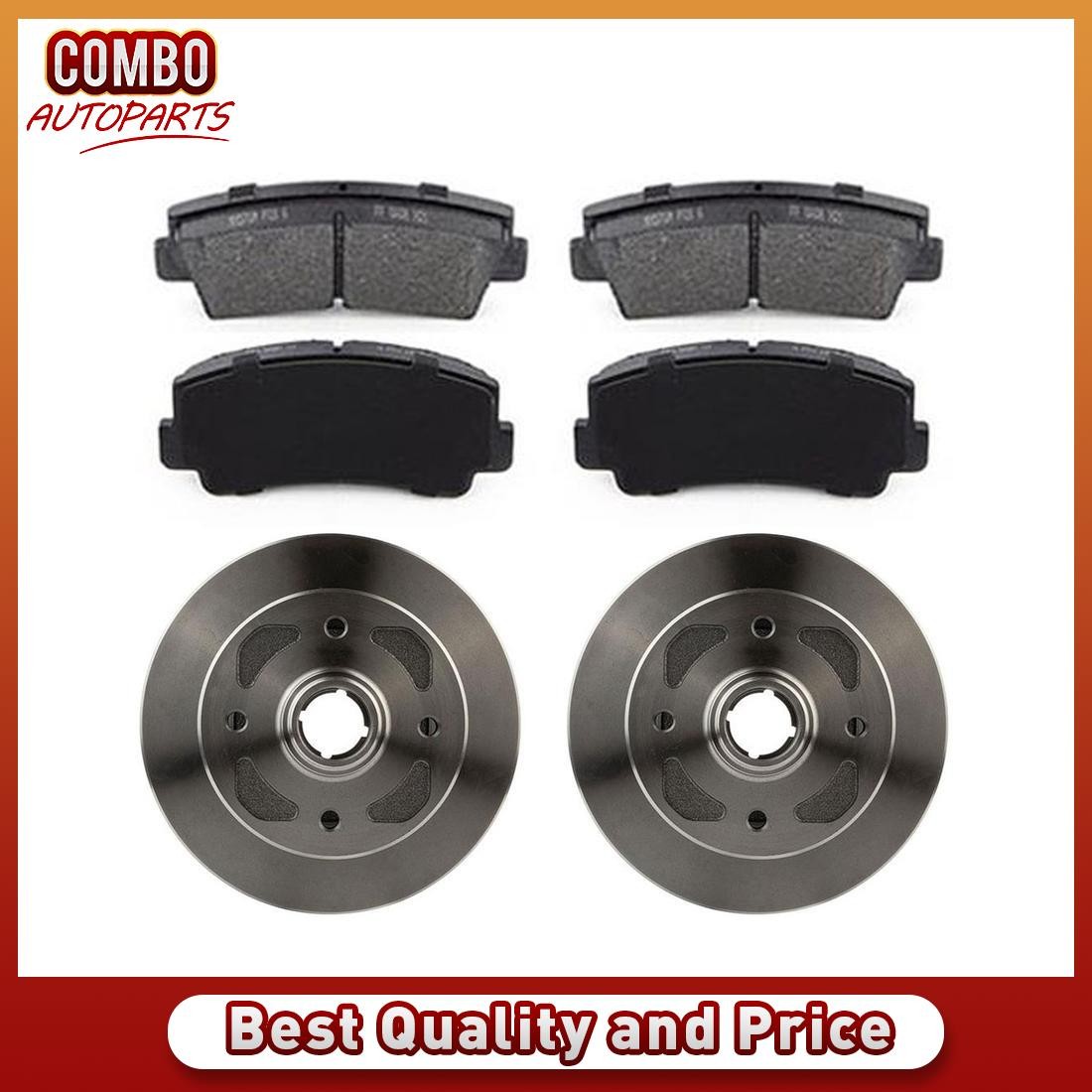 Front Brake Rotors and Hub Assembly Brake Pads Fits 1979-1983 Mazda RX-7