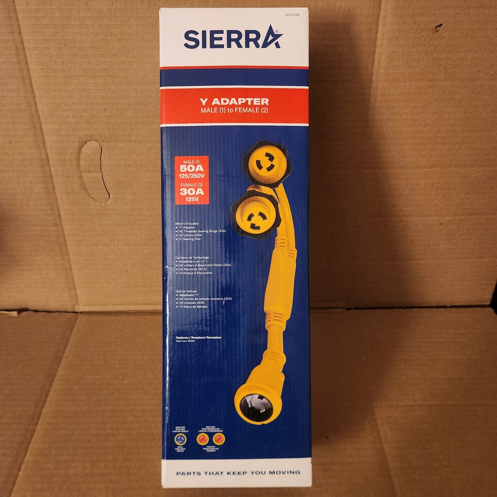Sierra AC12430-1 Marine Boat Shore Power Y Adapter 50A 125/250V to 2x 30A 125V Sierra AC12430-1 Marine Boat Shore Power Y Adapter 50A 125/250V to 2x 30A 125V