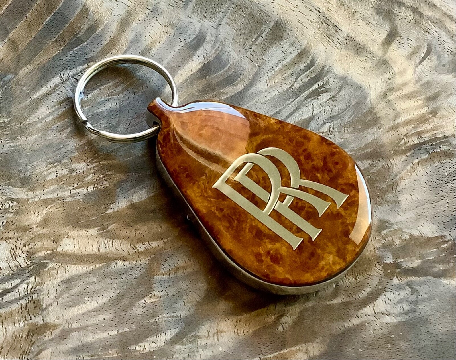 Rolls Royce Silver Shadow, Silver Spur, Spirit Wood Keyring, Key Chain, Key Fob 