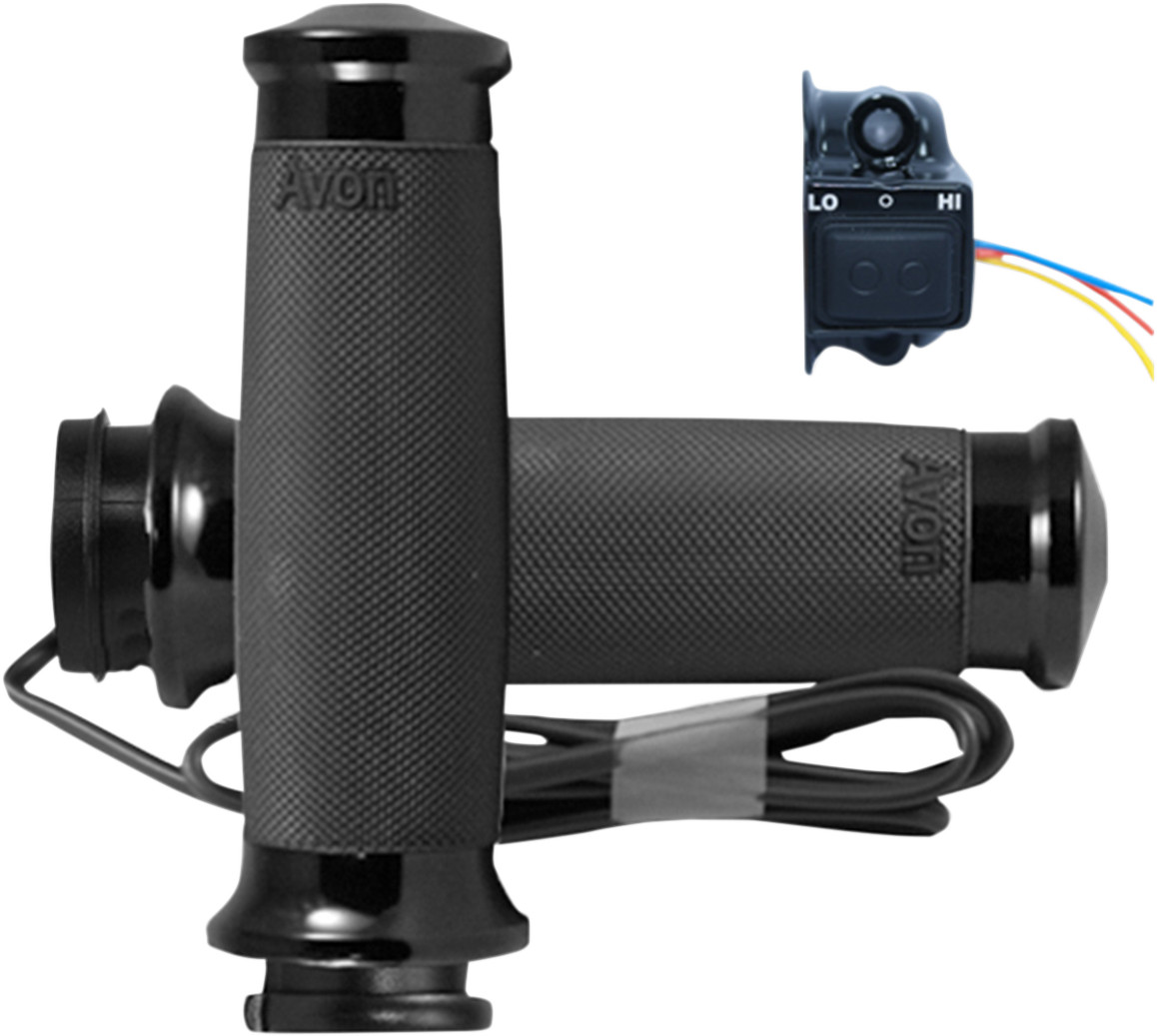 Avon Custom Contour Heated Grips TBW Black Fly-By-Wire 1in Avon Custom Contour Heated Grips TBW Black Fly-By-Wire 1in