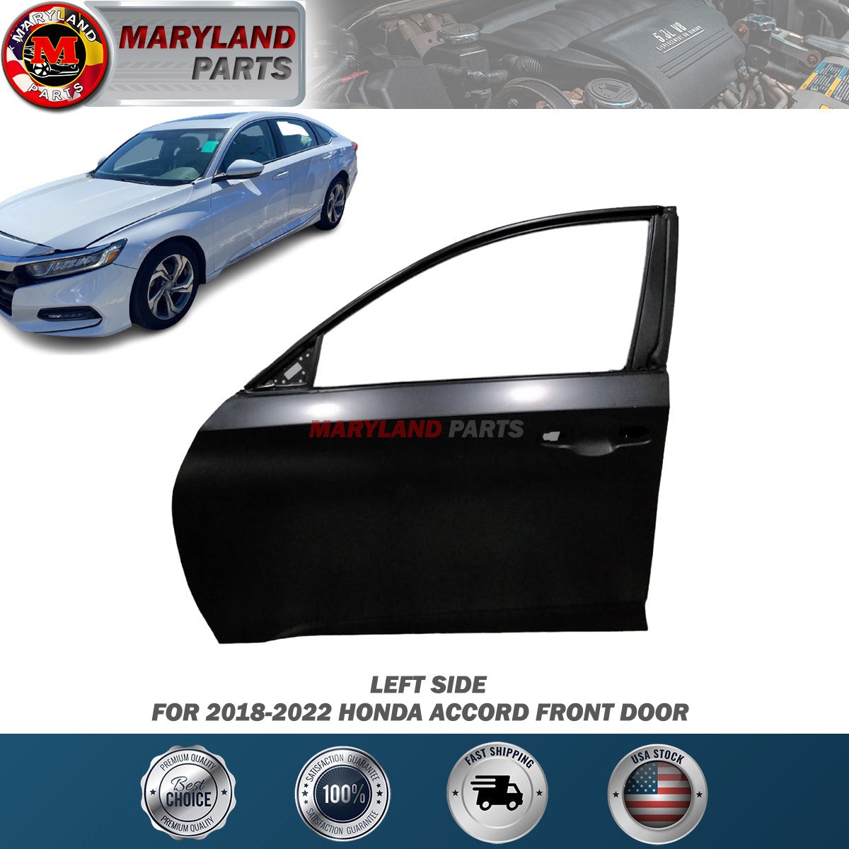 For 2018-2022 Honda Accord Left Front Door Driver Side LH For 2018-2022 Honda Accord Left Front Door Driver Side LH