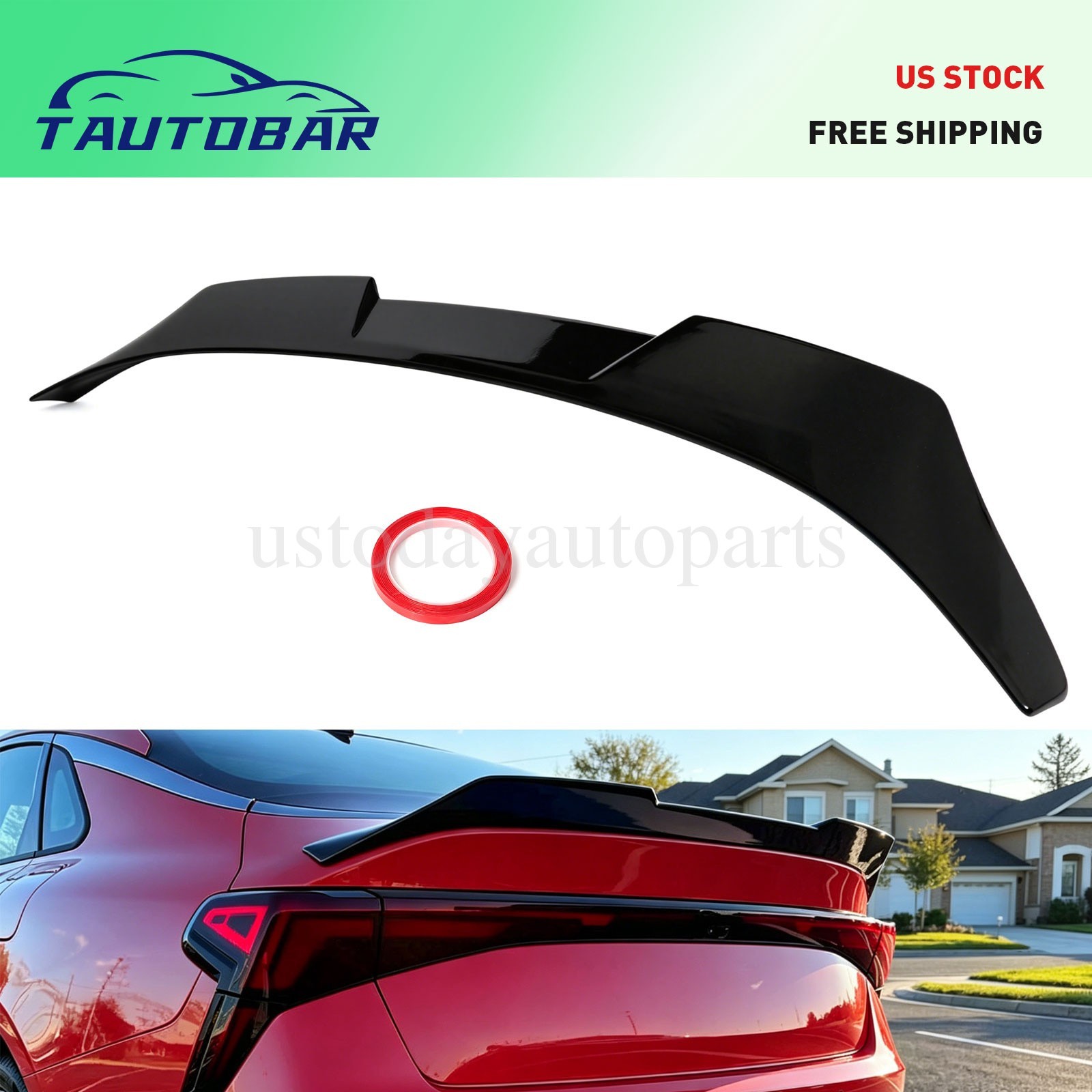 For 2025+ KIA K5 Optima Gloss Black V Style Highkick Duckbill Trunk Spoiler Wing For 2025+ KIA K5 Optima Gloss Black V Style Highkick Duckbill Trunk Spoiler Wing