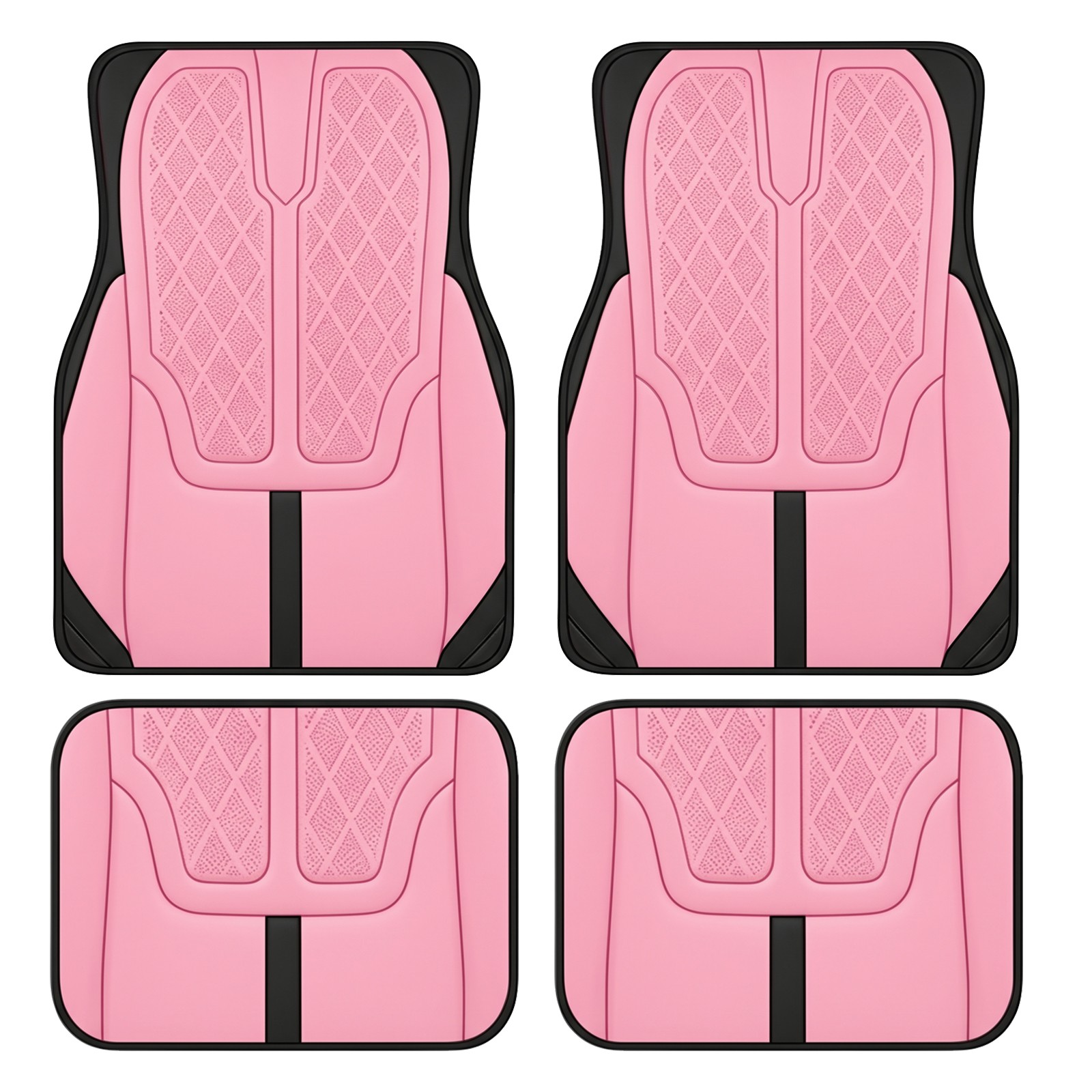 New 4PCS Set Pink Universal Fit Car Floor Mats Front Rear Carpet Soft Floor Mats