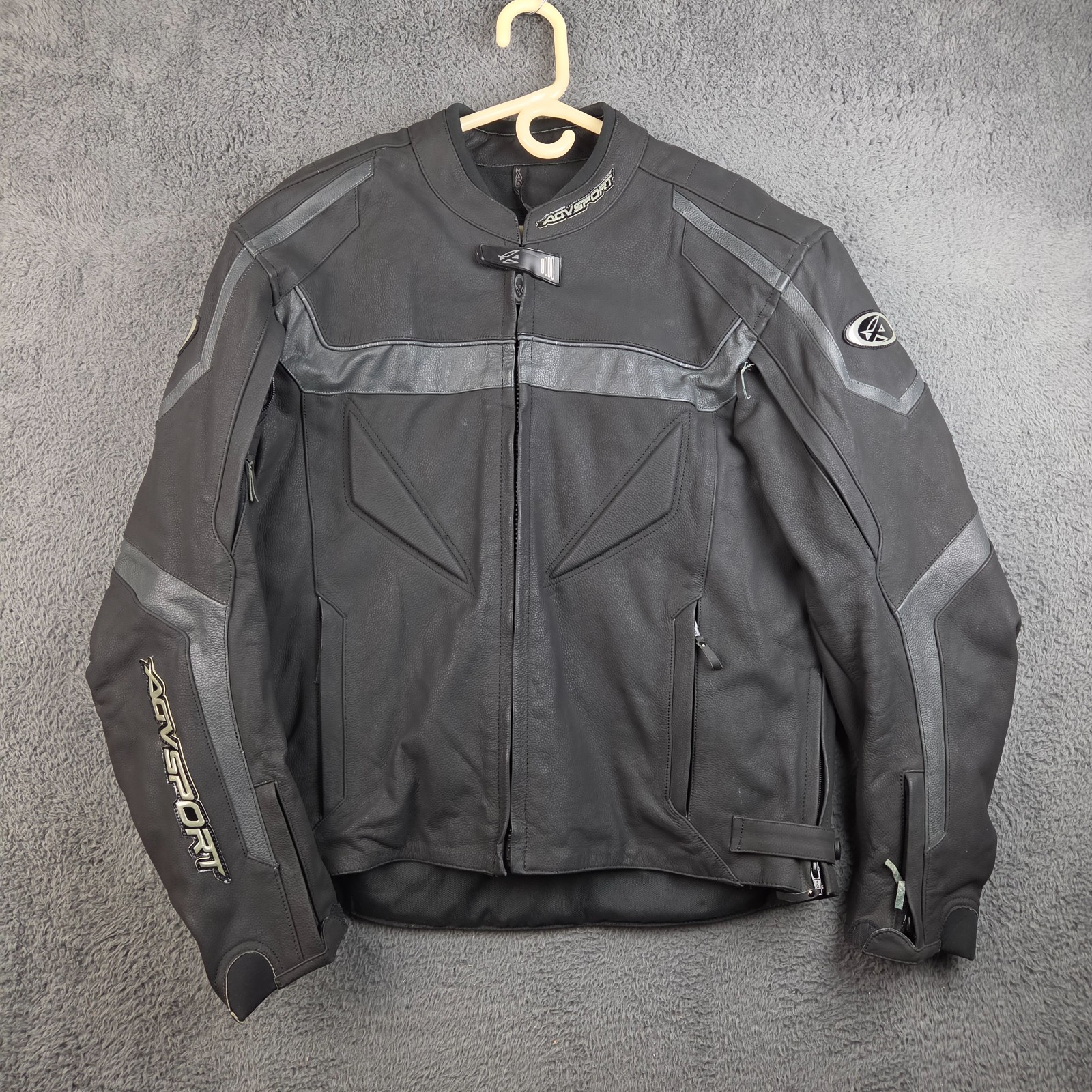 AGV Sport Motorcycles Leather Jacket Men\'s 46 Biker Black Riding Armor AGV Sport Motorcycles Leather Jacket Men\'s 46 Biker Black Riding Armor