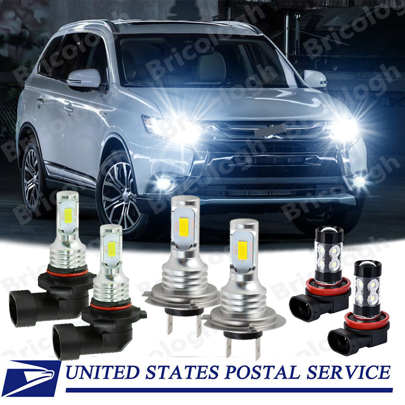 6000K LED Headlight Fog Light Bulbs Combo Kit For Mitsubishi Outlander 2014-2020