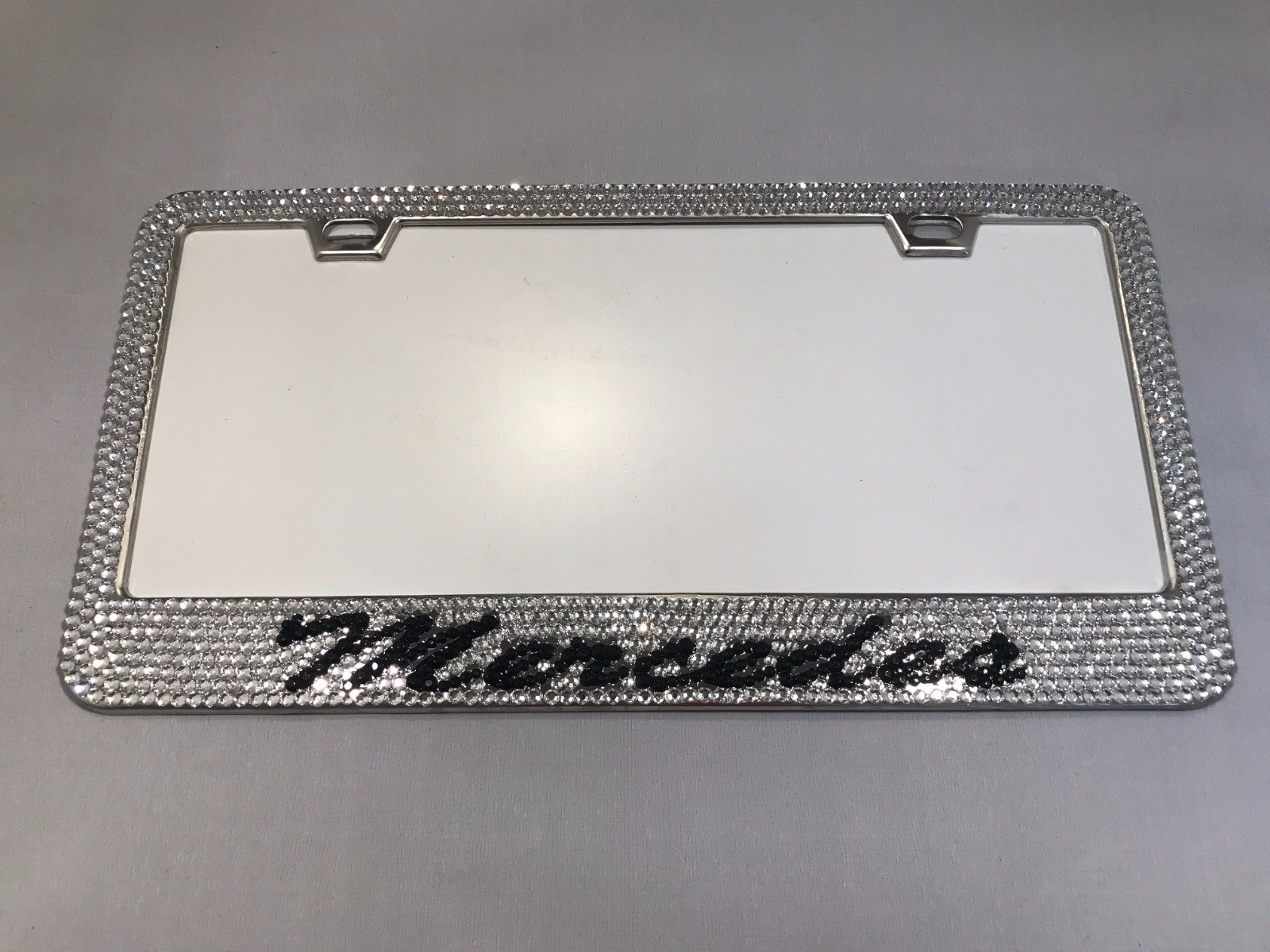 Mercedes Benz Diamond Bling Bling Rhinestone Metal Base License Plate Frame 